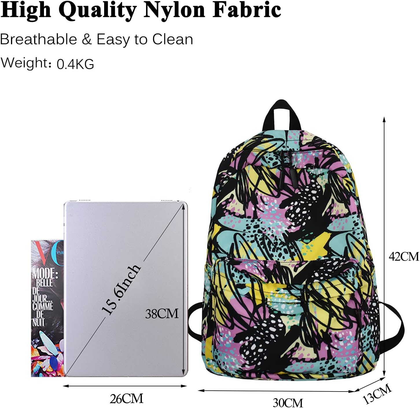 FANDARE School Backpack Girls School Bag Boys Backpacks School Backpacks Laptop School Bag Daypack Casual Daypacks for Women Men Travel Everyday Leisure Campus Hiking – Bild 3