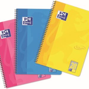 Oxford 400091925 Touch A4 Size Pack of 10 Notepad 80 Sheets Squared with Double Edge Pink Blue Yellow Notepad Writing Pad School Notepad