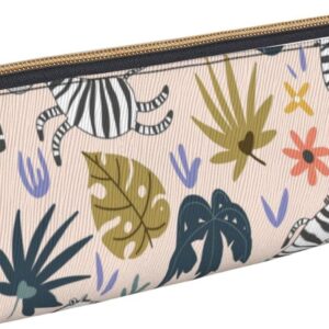 Federmäppchen mit tropischem Zebra-Muster, dreieckiges Stiftetui, tragbares Federmäppchen, Leder-Organizer mit Reißverschluss, Kosmetiktasche