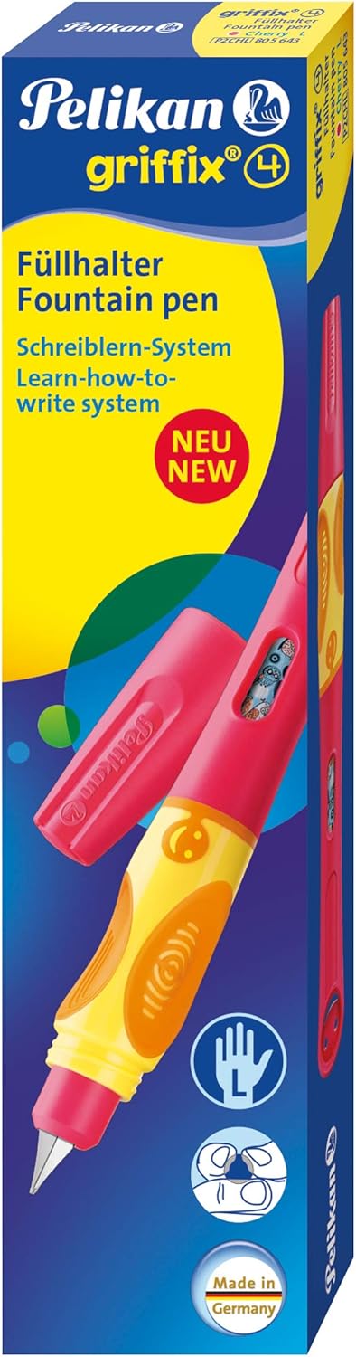 Pelikan 805643 Griffix Fountain Pen for Left-Handed Users with Twist Cap, Cherry, 1 Piece in Folding Box – Bild 2