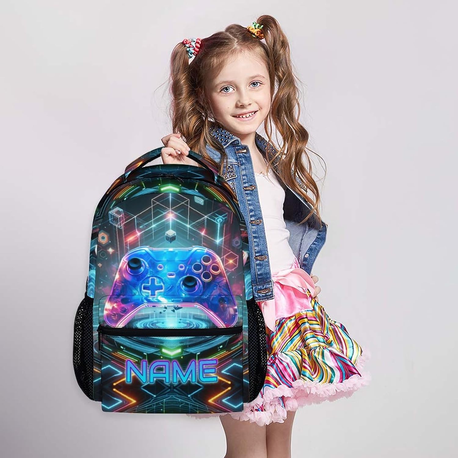 Personalised Gamer School Backpack with Name - Gaming Backpack for Children with Controller Design, Individual School Bag for School, Travel and Leisure – Bild 6