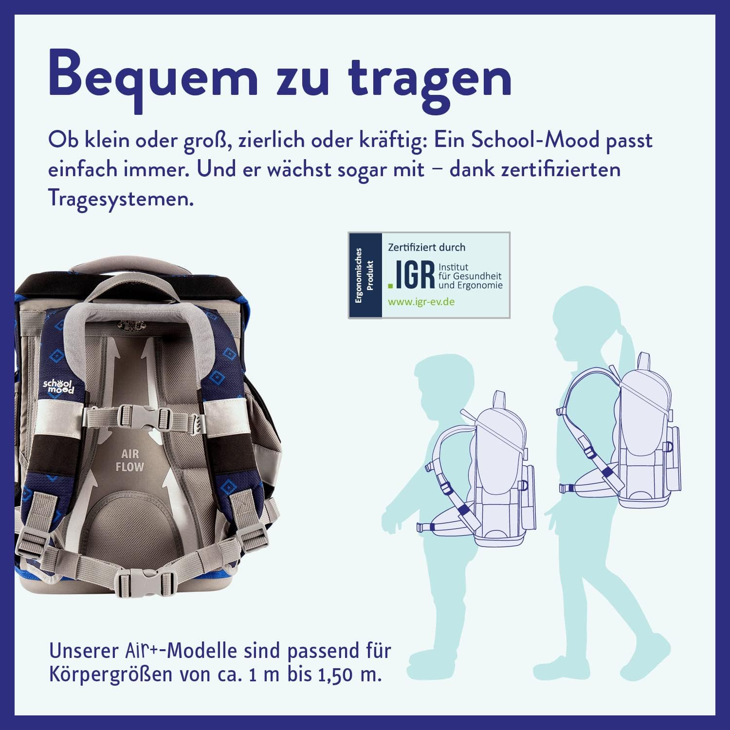 SCHOOL-MOOD - HSV School Bag Set, 7-Piece - Timeless Air+ - Ergonomic School Bag for Boys and Girls - School Bag for Children in 1st to 4th Class - HSV – Bild 3