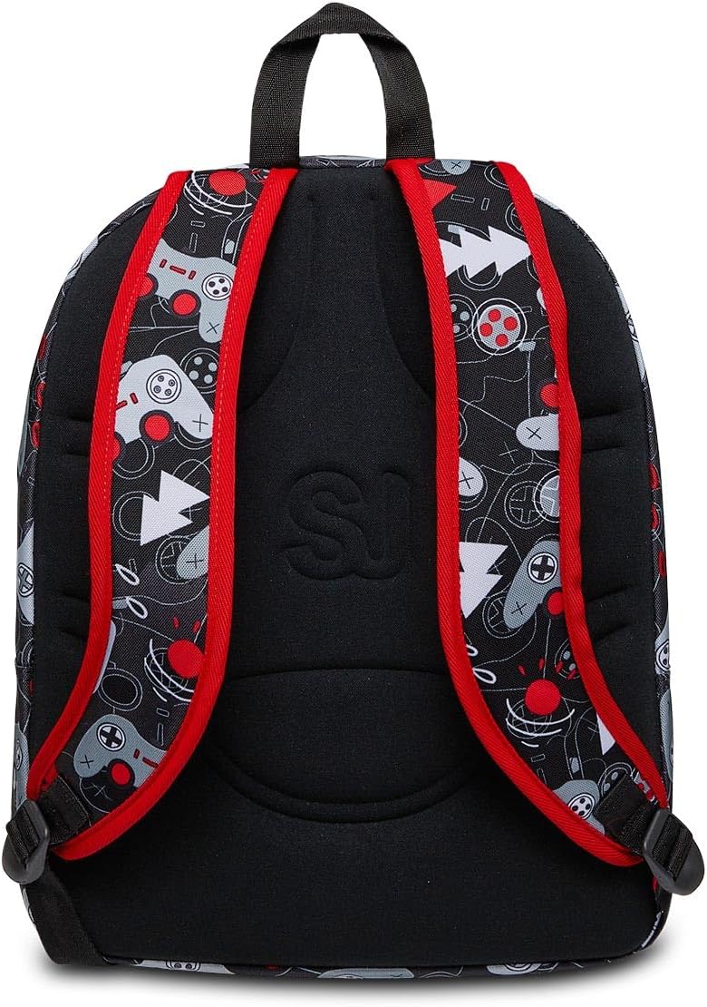 SJ Backpack School Bag for Primary School, 1st Grade 1 and Up Spacious School Bag for Girls and Boys, Multicolor/Pattern, Red/Black, black, School – Bild 4