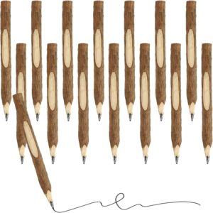 Pack of 14 Branch Wooden Pencils, 13 cm Lumberjack Look Wooden Pencils, Decorative Pencils Made of Branches, for Stationery for Children, for Children's Birthday Gifts, School and Craft Supplies