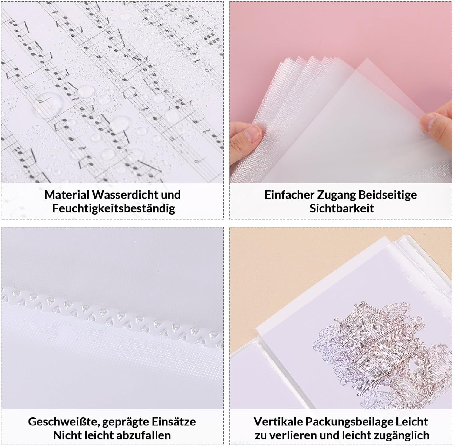 SKYDUE Certificate Folder A4, Plastic Folder with 30 Pockets, Certificate Folder for Archiving Certificates and Organising Important Documents (Beige) – Bild 6