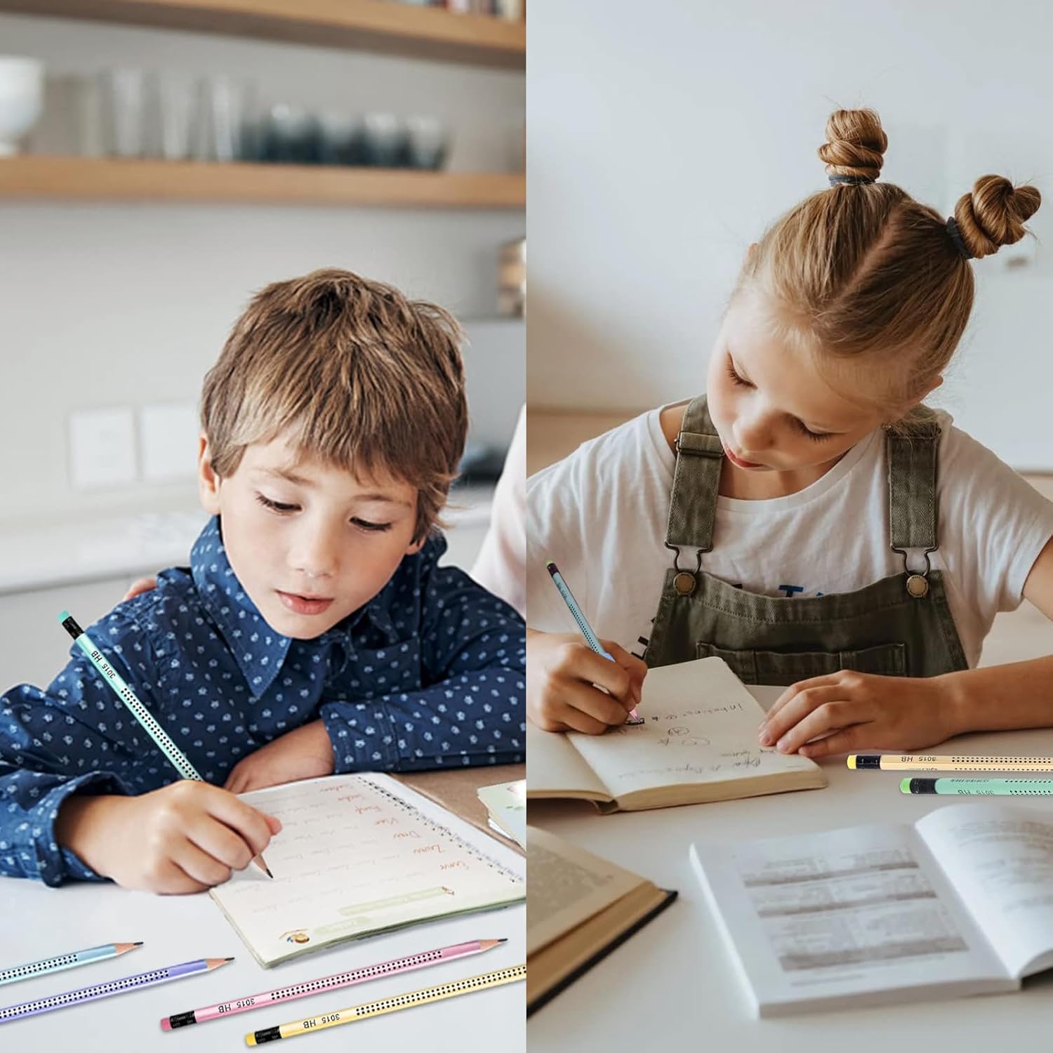 Set of 15 HB Pencils with Eraser in 5 Colours for Drawing, Sketching, Writing, School, Kids, Home – Bild 6