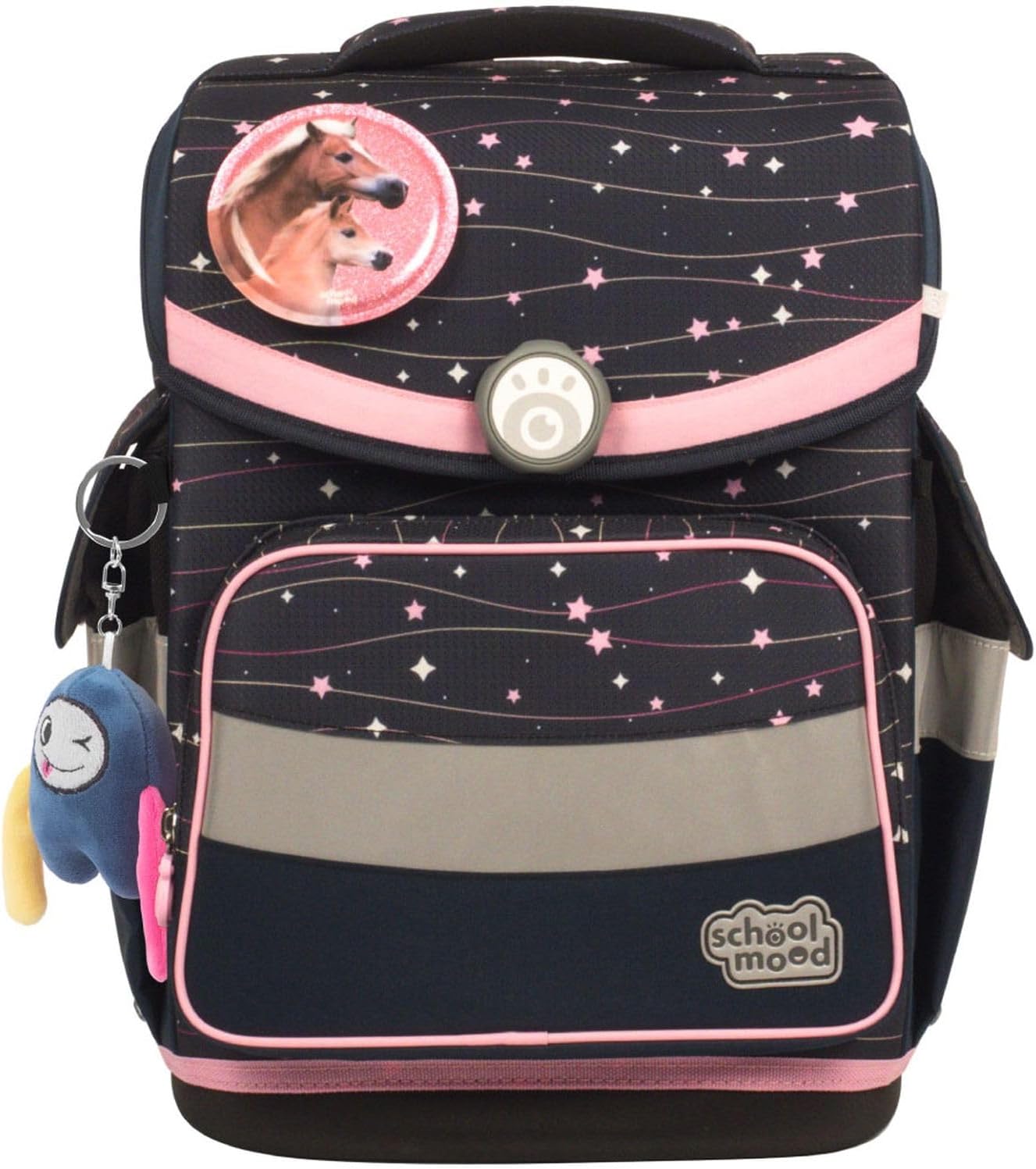 SCHOOL-MOOD Timeless Pro School Bag Set 7-Piece 23.5L Storage Space, Ergonomic Easy Fit System for 1 m to 1.50 m Height, Stable, Waterproof Fabric with Reflectors (Ella Horse) – Bild 2