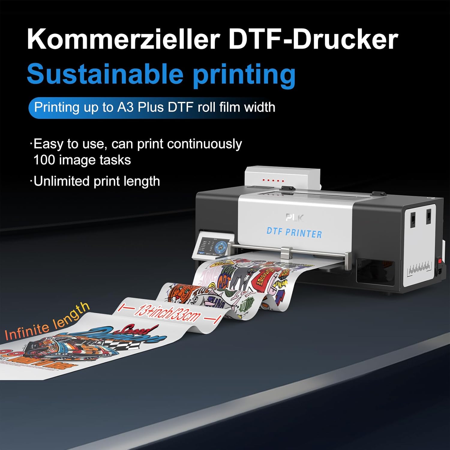 PLK A3 Plus DTF Printer with Powder Shaker Dryer, XP600 DTF Printer with Double Speed L805/L1800, Automatic Cleaning and Dual White Ink System, Direct Film Machine – Bild 2