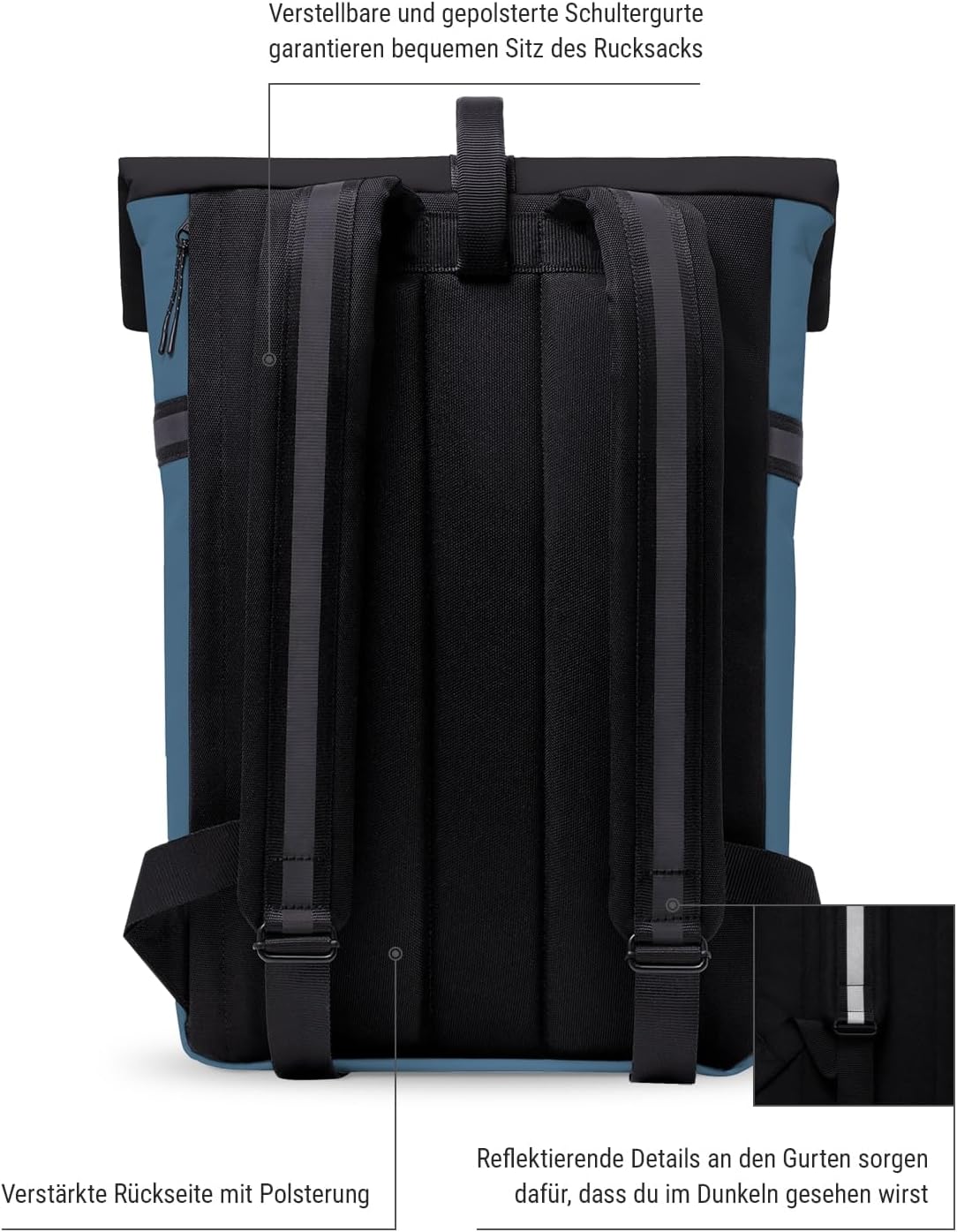 Ucon Acrobatics Niklas Aloe Rolltop Backpack for Men and Women, 18 L, 16 Inch Laptop Compartment, Water-Resistant, Reflective Bands for More Visibility When Commuting – Bild 6