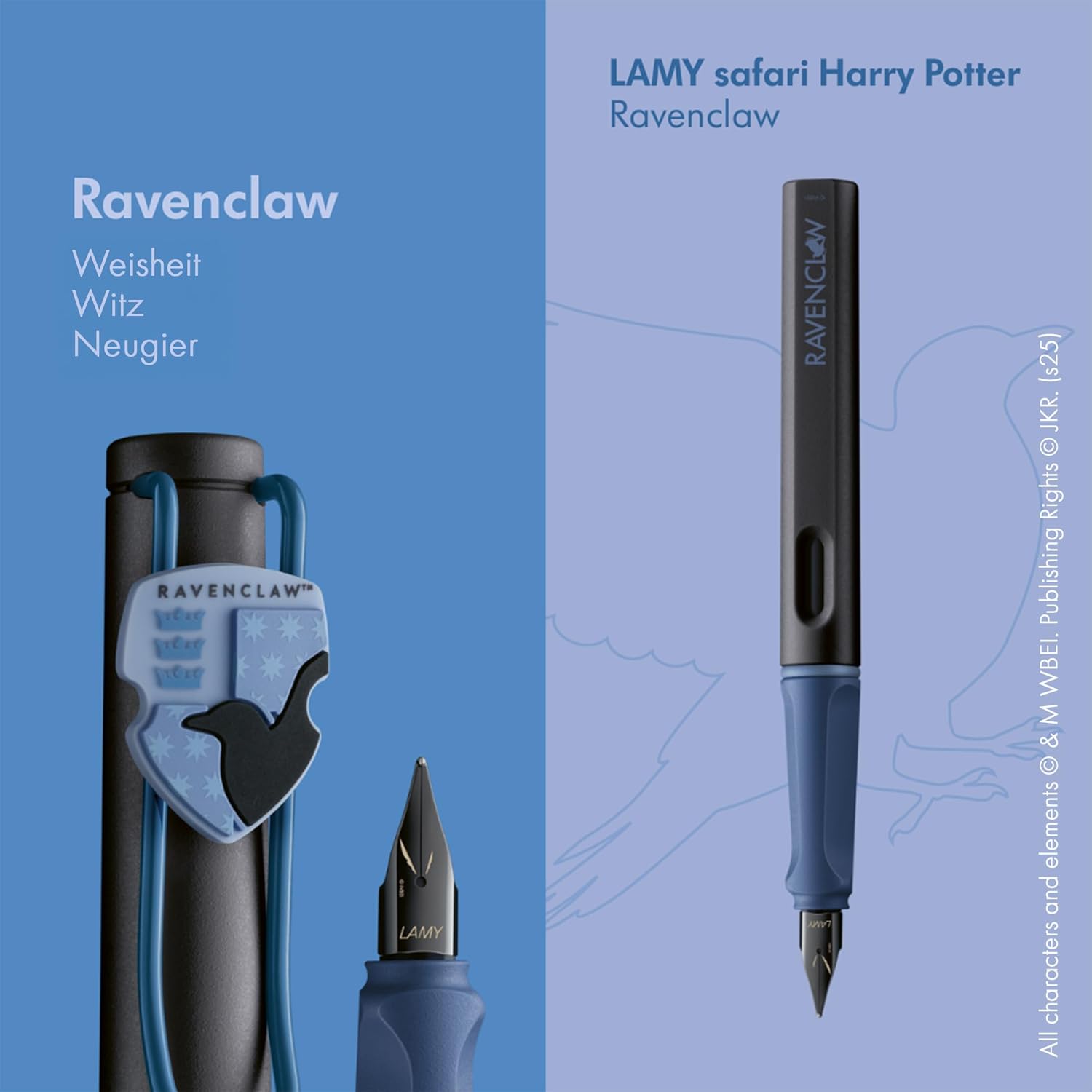 Lamy Safari Harry Potter Set of 4 - Special Edition Fountain Pen with Coat of Arms of Houses - Steel Nib in Line Width M - with Ergonomic Grip - Includes T10 Blue Ink Cartridge - Right-Handed – Bild 8