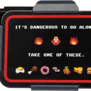 getDigital Lunch Box Dangerous to Go Alone, Bento Box for Nerds & Gaming Fans with 4 Adjustable Compartments, Leak-proof Container with Lid, Dishwasher Safe and Microwave Safe, 800 ml