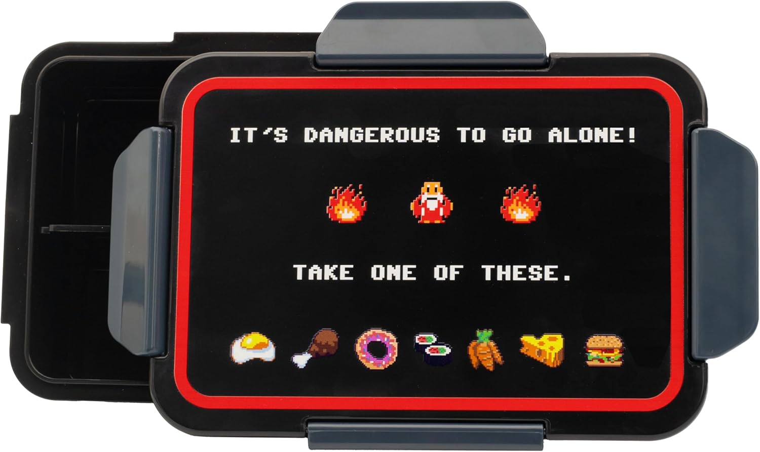 getDigital Lunch Box Dangerous to Go Alone, Bento Box for Nerds & Gaming Fans with 4 Adjustable Compartments, Leak-proof Container with Lid, Dishwasher Safe and Microwave Safe, 800 ml