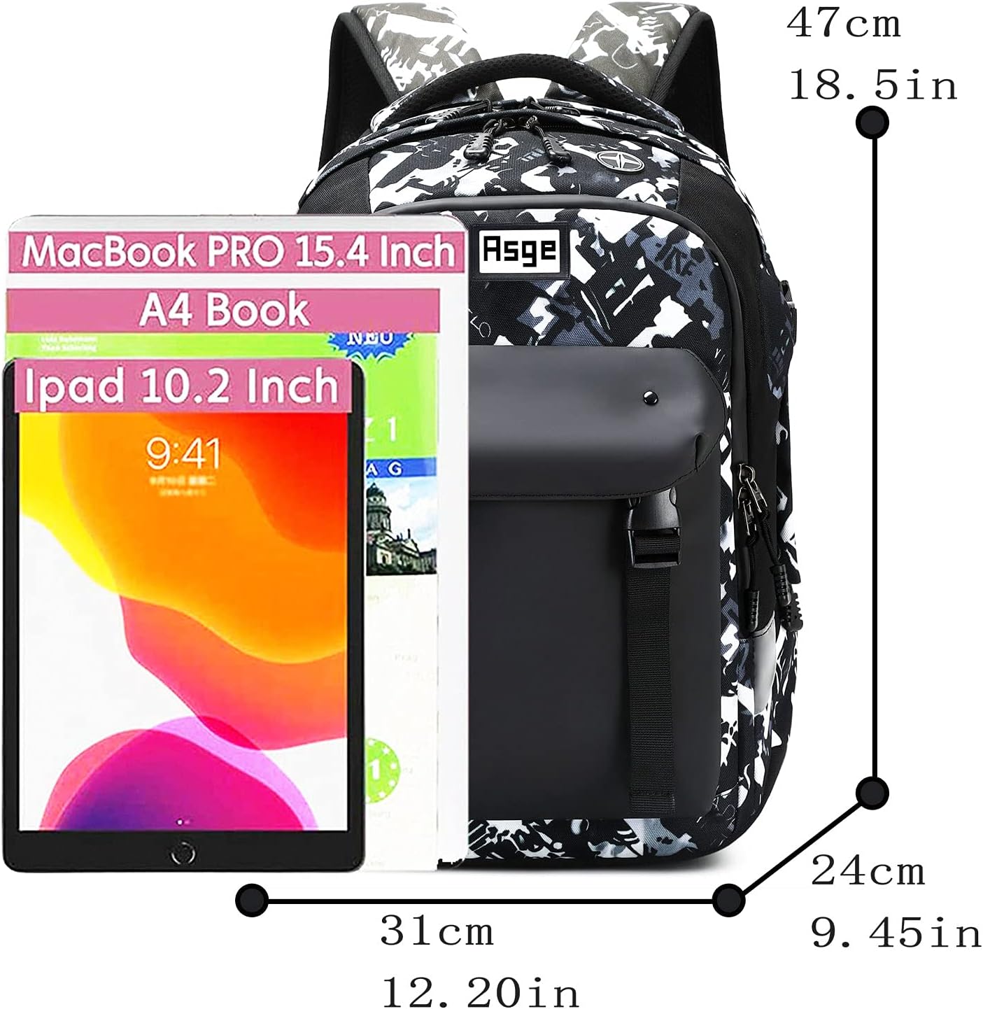 Asge School backpack boys teenager backpack school girls school bag children school bag 5-13 class waterproof satchel 8-16 years gifts for teenagers school bag for kids – Bild 3