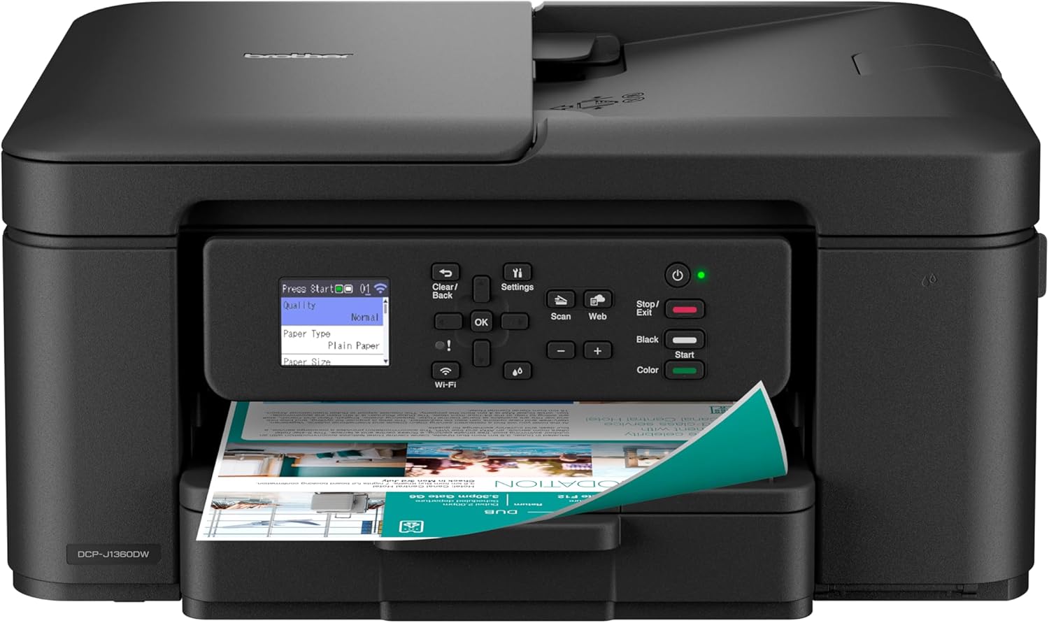 Brother DCP-J1360DW A4 Wireless Inkjet Printer | All-in-One (Print/Copy/Scan) | WiFi/USB 2.0 | A4 | Duplex Printing | Photos | Includes Ink | UK Plug – Bild 7