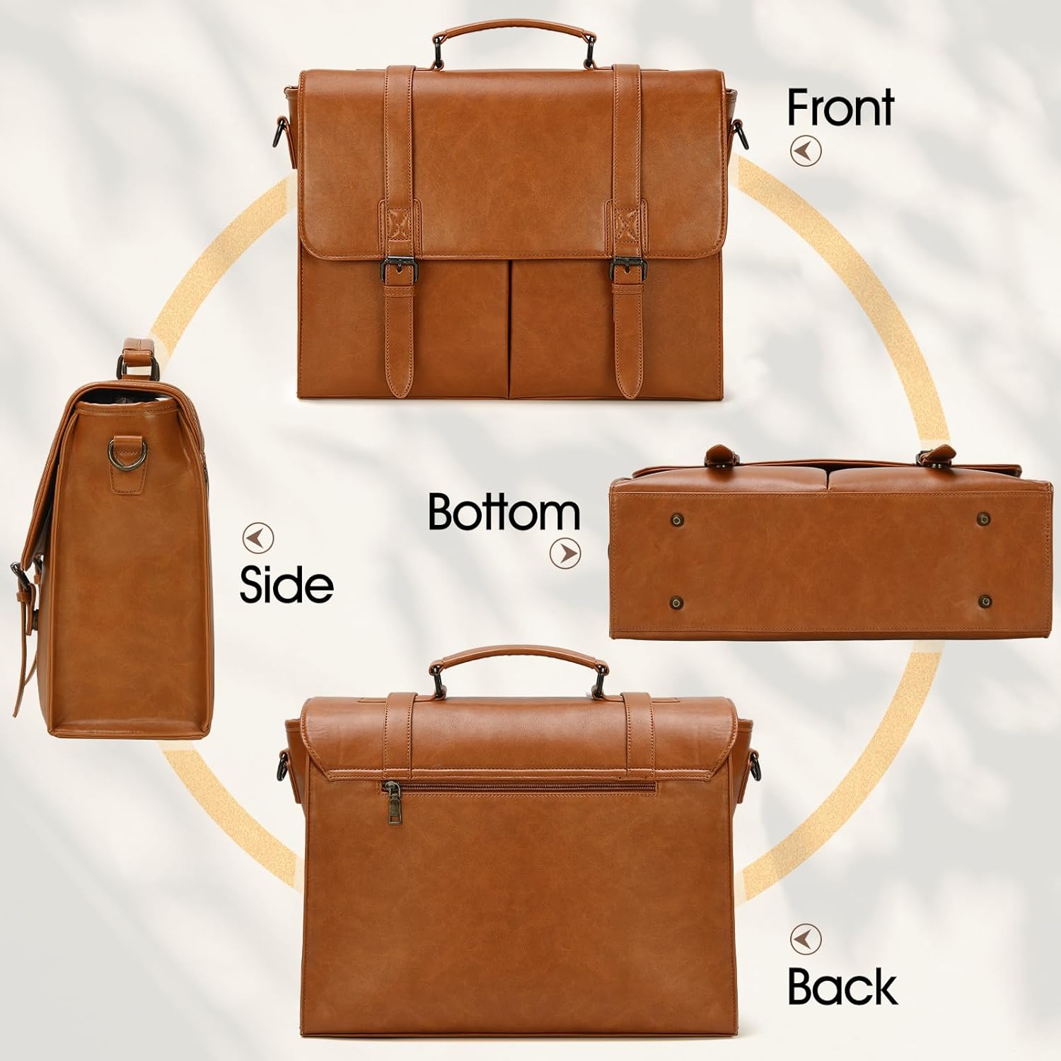 RAINSMORE Men's Shoulder Bag Briefcase Laptop Bag 15.6 Inch Messenger Bag for Business Work School – Bild 6