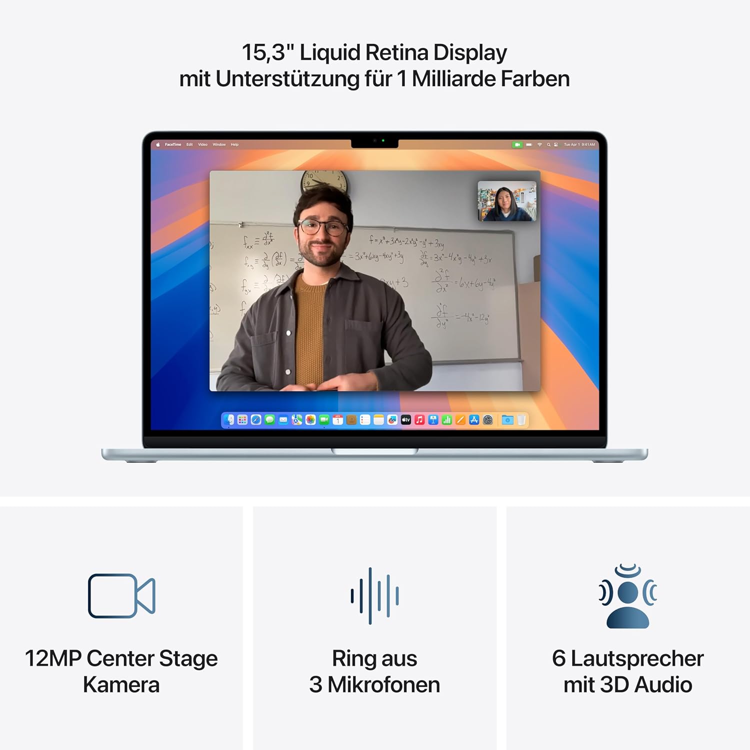 Apple MacBook Air (15 inch, Apple M4 Chip with 10-Core CPU and 10-Core GPU, 16GB Shared Memory, 256GB) - Sky Blue – Bild 3