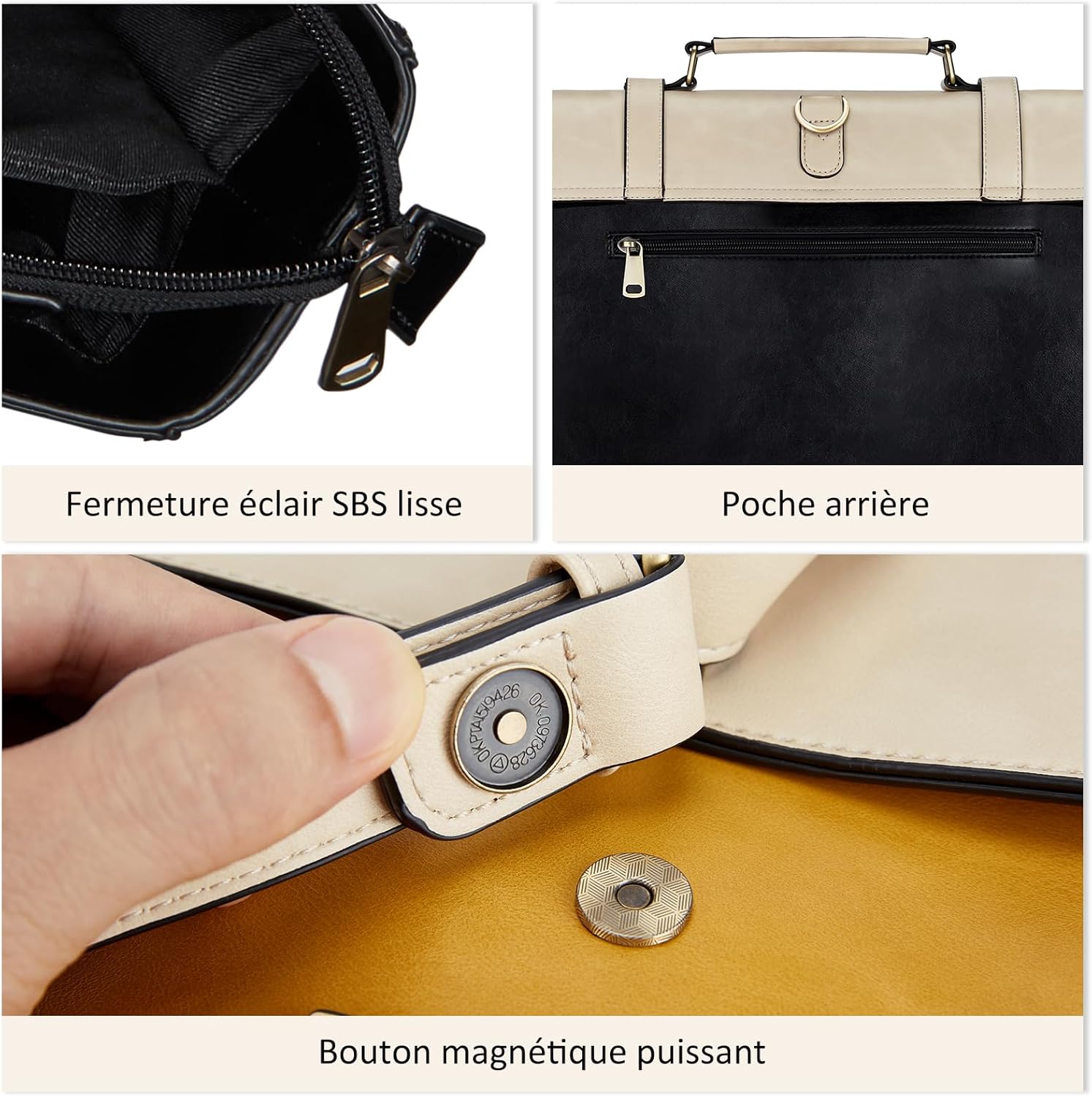 ECOSUSI Women Laptop Bag 15.6 Inch Handbags Shoulder Strap PU Leather Vintage School Bag Teacher Briefcase Work Student Detachable Shoulder Strap – Bild 3