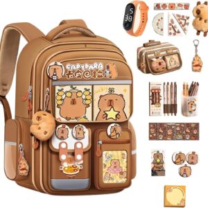 Generisch Capybara Backpack with Padded Shoulder Straps and Multiple Compartments, Large Capacity, Waterproof and with Multiple Pockets, Cute Gift Backpack for Teens and Students