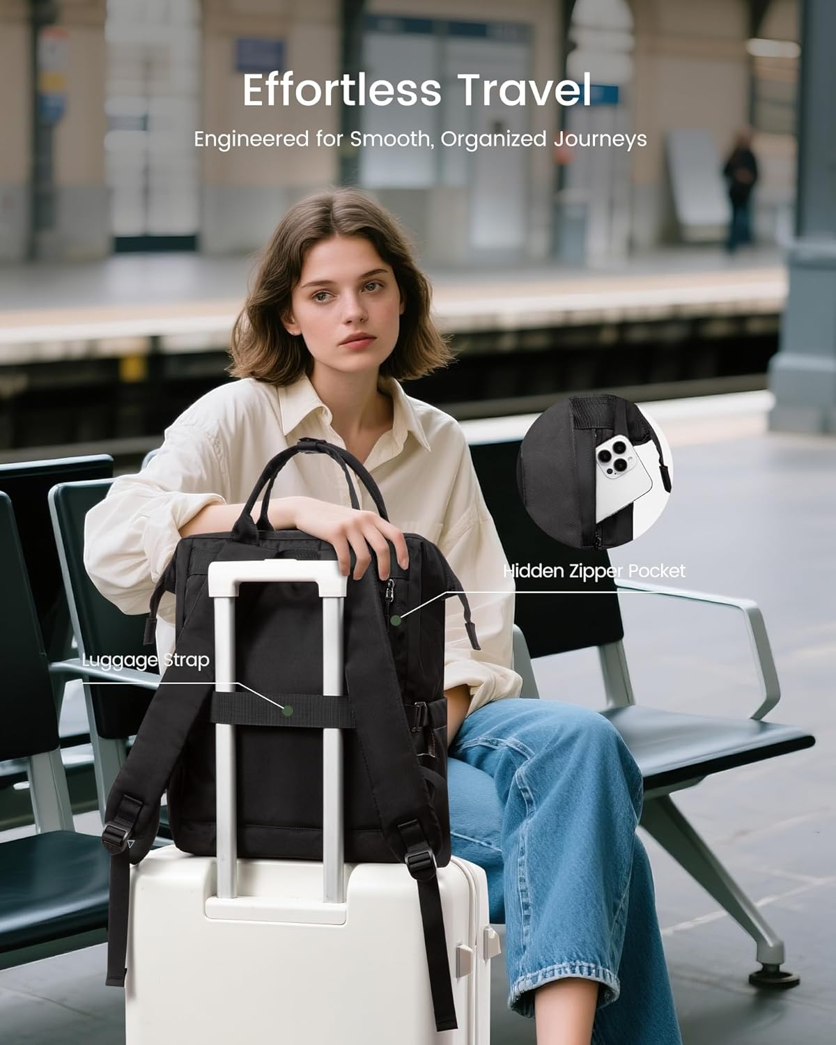 LOVEVOOK Women's Backpack, 17.3 Inch Laptop, School Backpack, Teenager Girls with Large Compartment for Water Bottles, Large Opening Design, Daypack, Work Bag, Teacher Bag, Daypacks for Travel, University, School – Bild 4