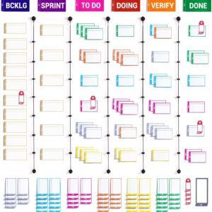 Scrum board or kanban board tool kit for agile scrum kanban - magnetic post-it cards for whiteboard - reusable, stackable, colorful and great design - for agile project management