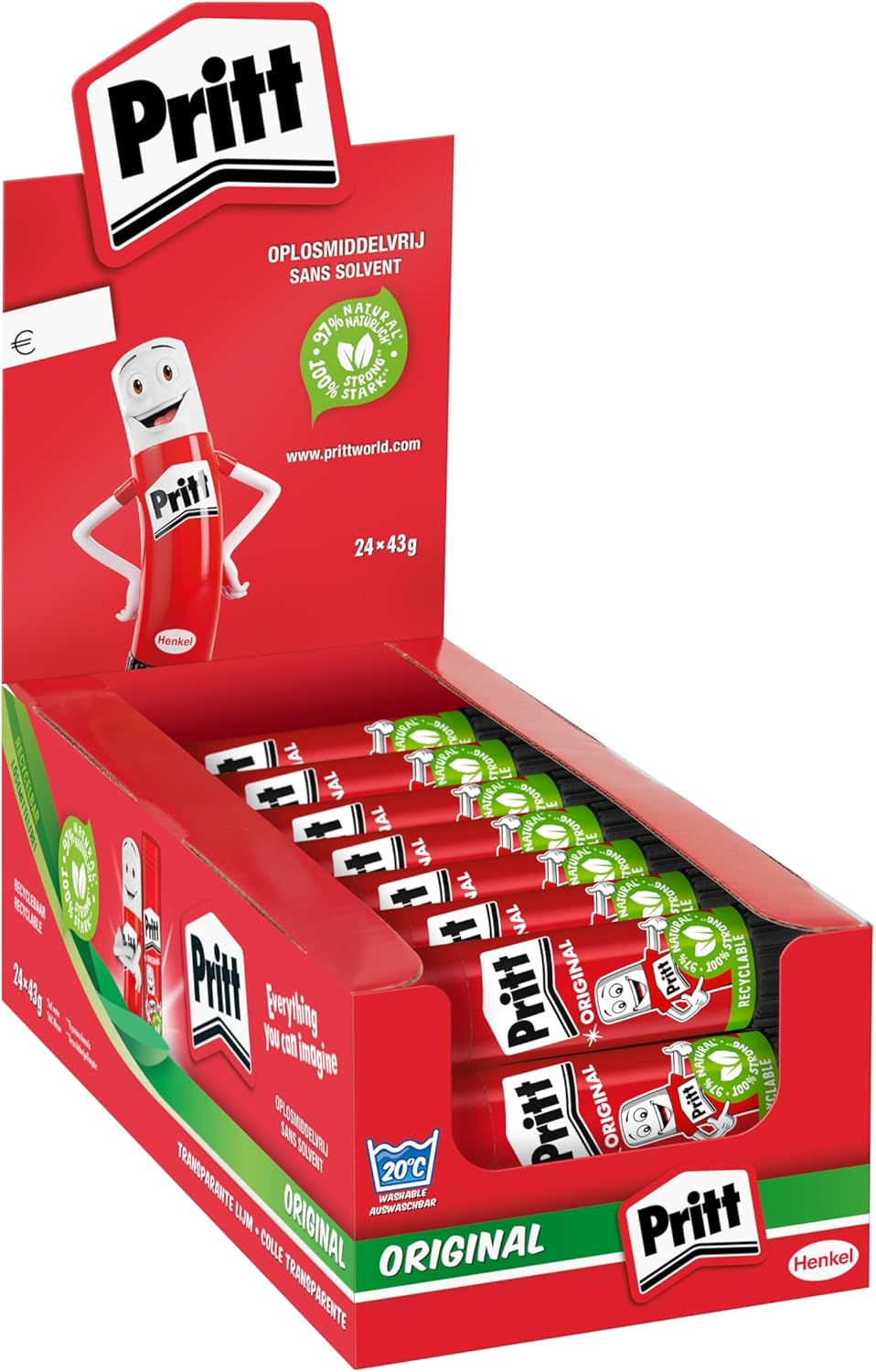 Pritt PKS42 Glue Stick Box Display with 24 Glue Sticks, Original, 43 g Each