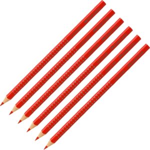 Faber-Castell 205069 Colour Grip Colouring Pencils, Morning Red, Pack of 6, Shatterproof, Colouring Pencils for Adults and Children