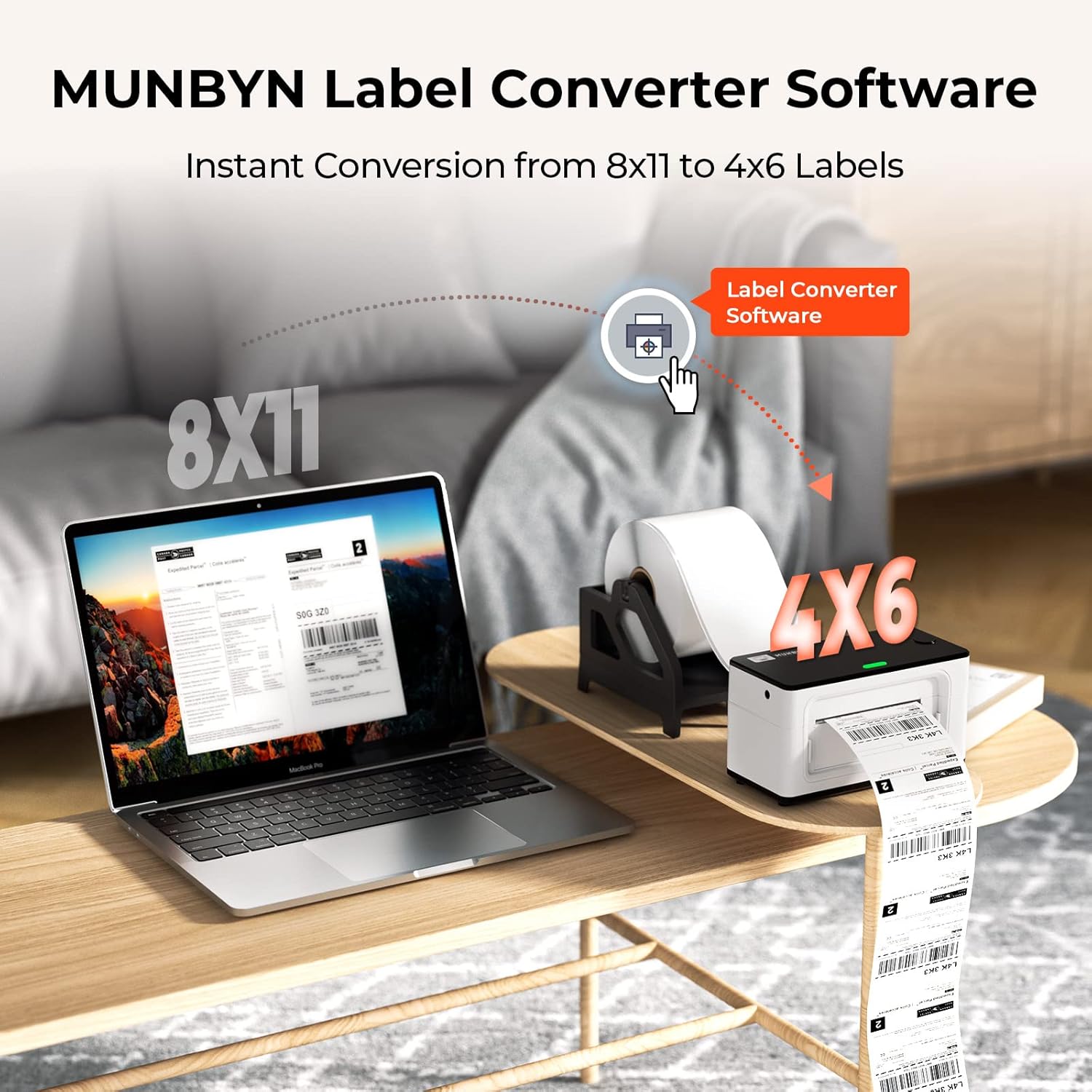 MUNBYN Label Printer Bluetooth, Thermal Printer, Label Printer 4x6 DHL UPS GLS Shipping Labels Printer, Thermal Printer, Labeling Device for Ebay, Amazon, Etsy, Shopify, 941B, White – Bild 5