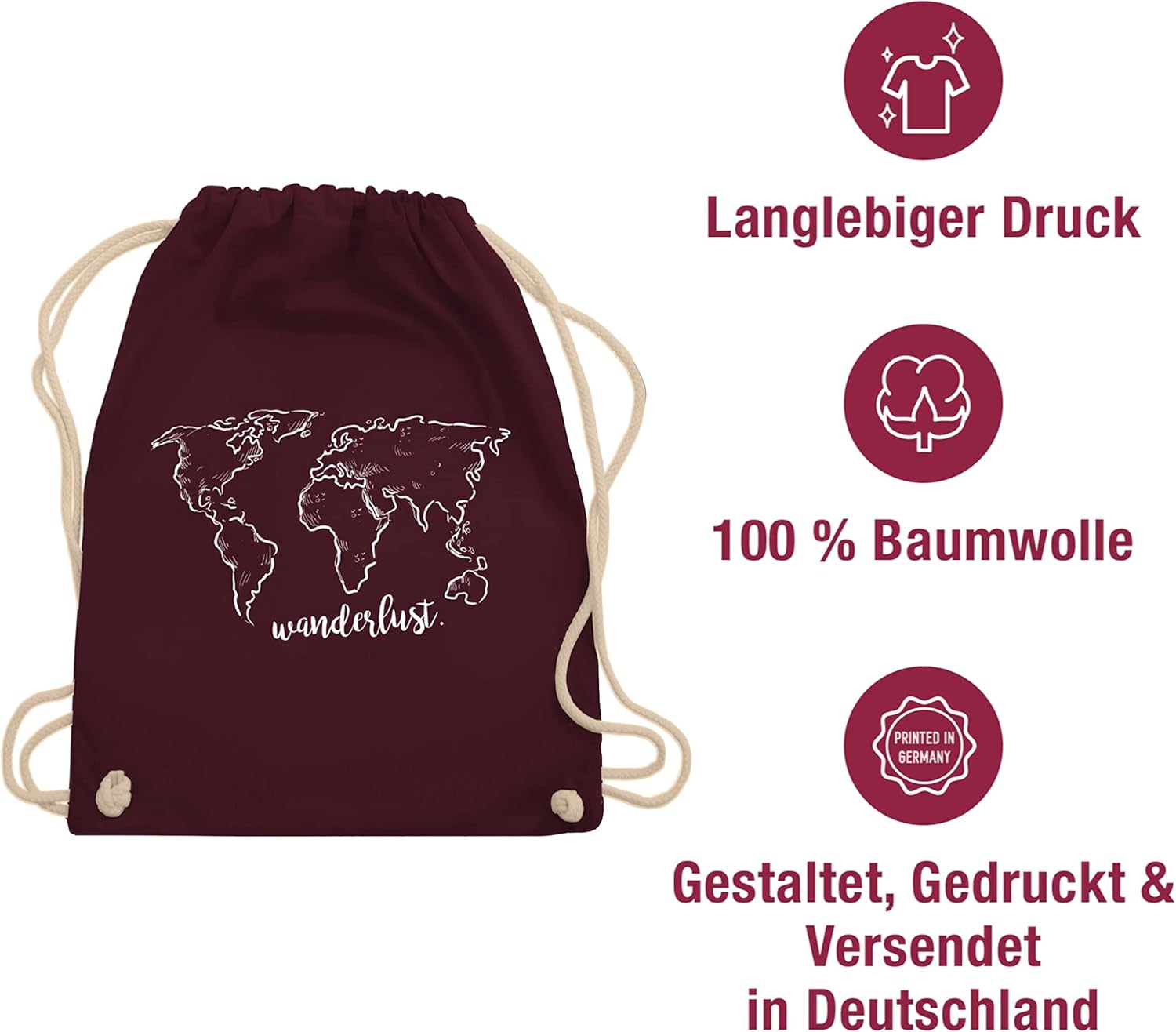 Shirtracer - Sports bag printed gift - Wanderlust - gym bag and fabric bag made of cotton – Bild 5
