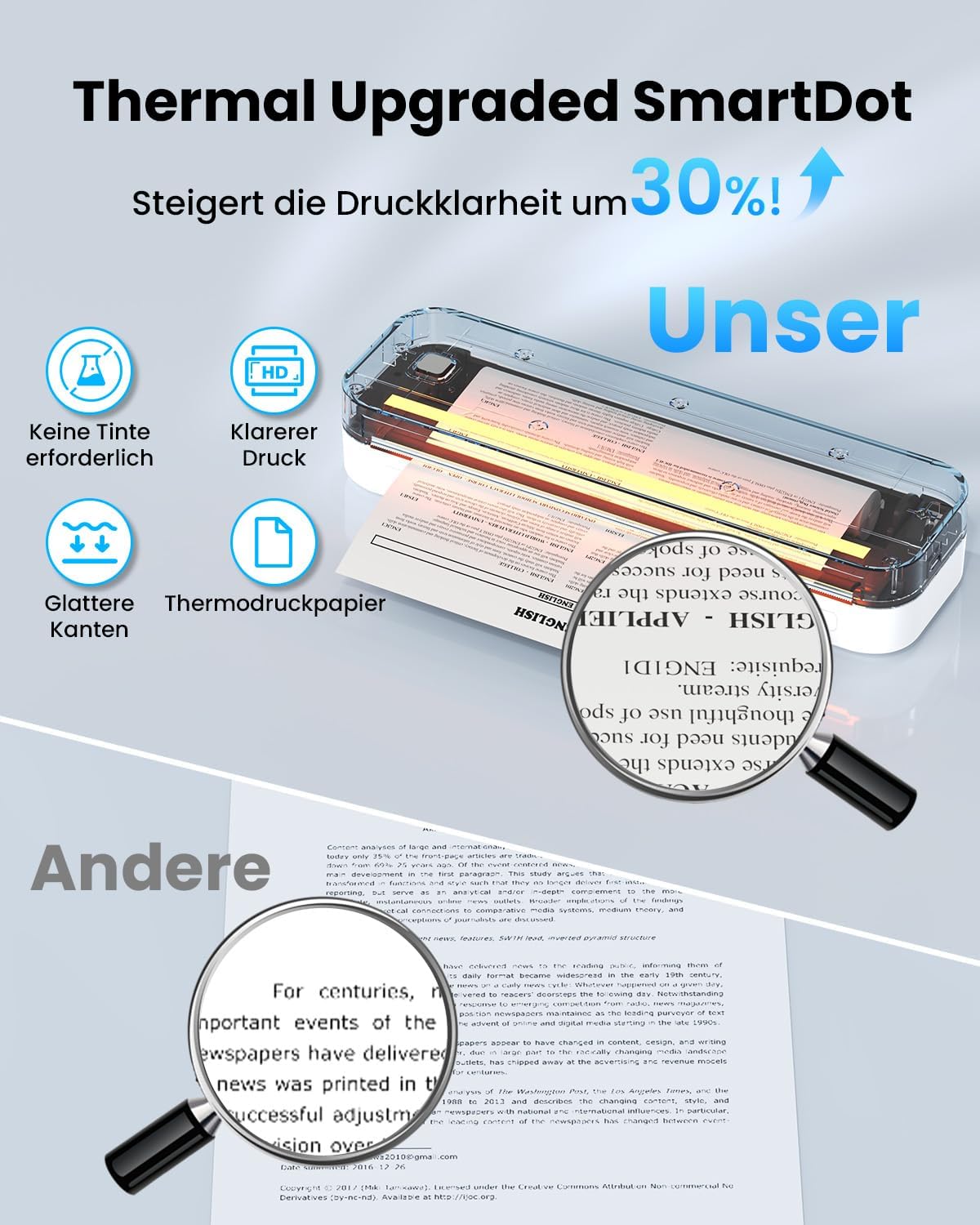 Bluetooth Thermal Printer A4, Portable Mobile Printer A4 for On the Go Inkless Printer Compatible with Android & iOS and Laptop for Home, Office, Tattoo Stencil Printer – Bild 2