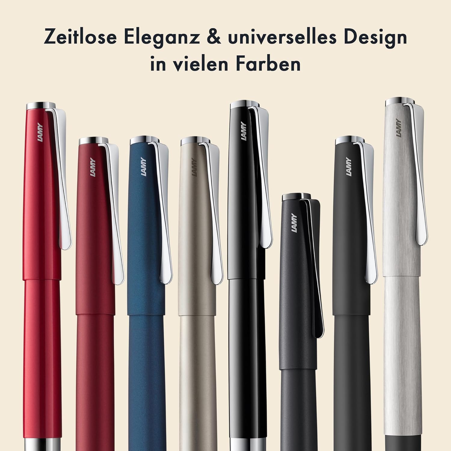 Lamy Studio Pianored Fountain Pen - Universal Fountain Pen in Elegant All-Metal Housing - 14 Carat Gold Nib, Partially Platinum Plated & M Line Width - Includes T 10 Blue Ink Cartridge – Bild 6