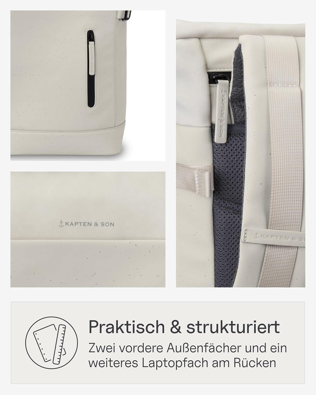Kapten & Son Aarhus Backpack 14 L, Backpack for Men and Women, Rolltop Backpack with 14 Inch Laptop Compartment, Ideal for Travel, City, University, Work, Water-Repellent – Bild 4