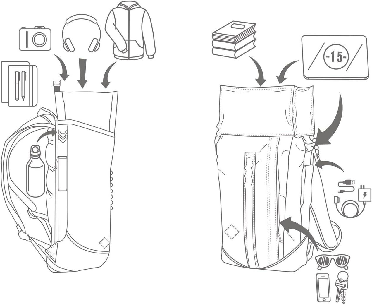 Nitro Scrambler, Businessrucksack mit Roll-Top und gepolstertem 15“ Wide Laptopfach, Urban Mobility Rucksack, Kurierrucksack, Alltagsrucksack, 28 L + – Bild 3