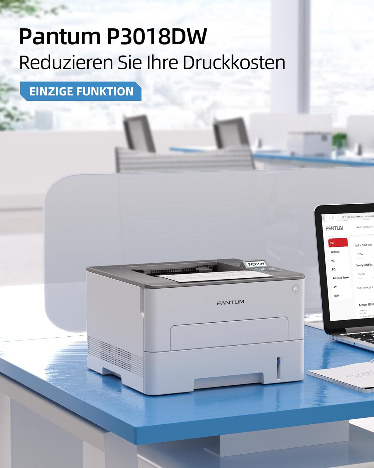 PANTUM P3018DW Laser Printer Black White Printer, WLAN/USB/Ethernet, Automatic Duplex Printing, 30 ppm, Includes 1000 Page Starter Toner Cartridge – Bild 2