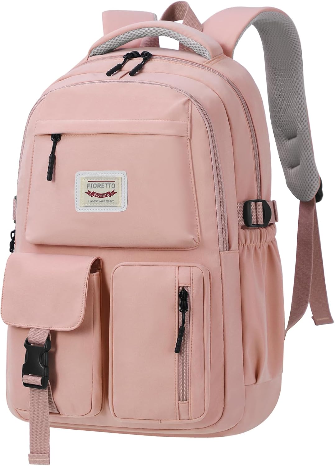 FIORETTO School Backpack, Teenagers, Girls, Women, School Bag, 36 cm Laptop Compartment, Water-Repellent & Lightweight, A-Pink, Rucksack Backpacks
