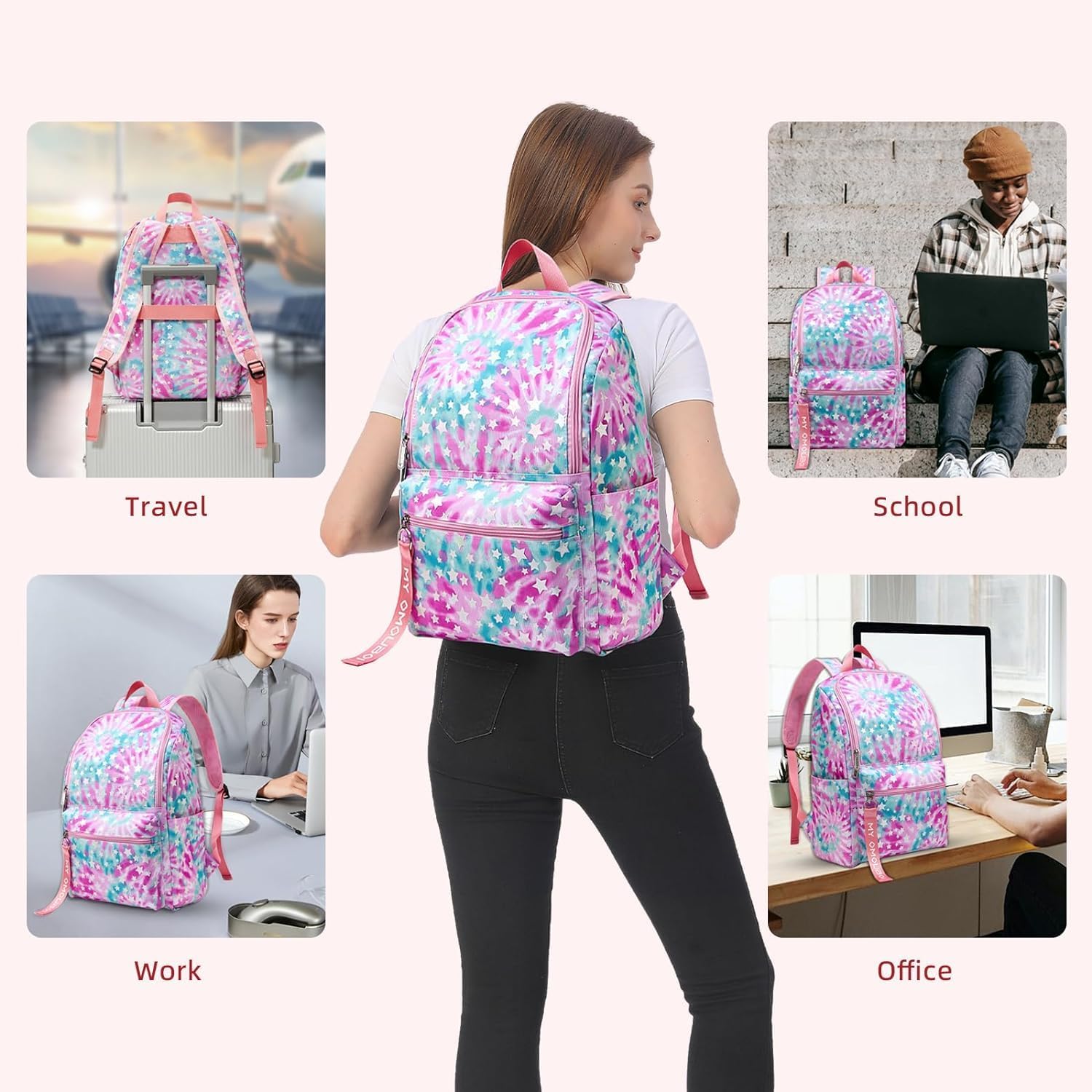OMOUBOI Laptop Backpack for Men Women Fits 14-15.6 Inch Laptop Lightweight Bookbag School Backpack Work Bags Anti Theft Casual Daypack for Tennis Hiking Weekender Travel Business College – Bild 10