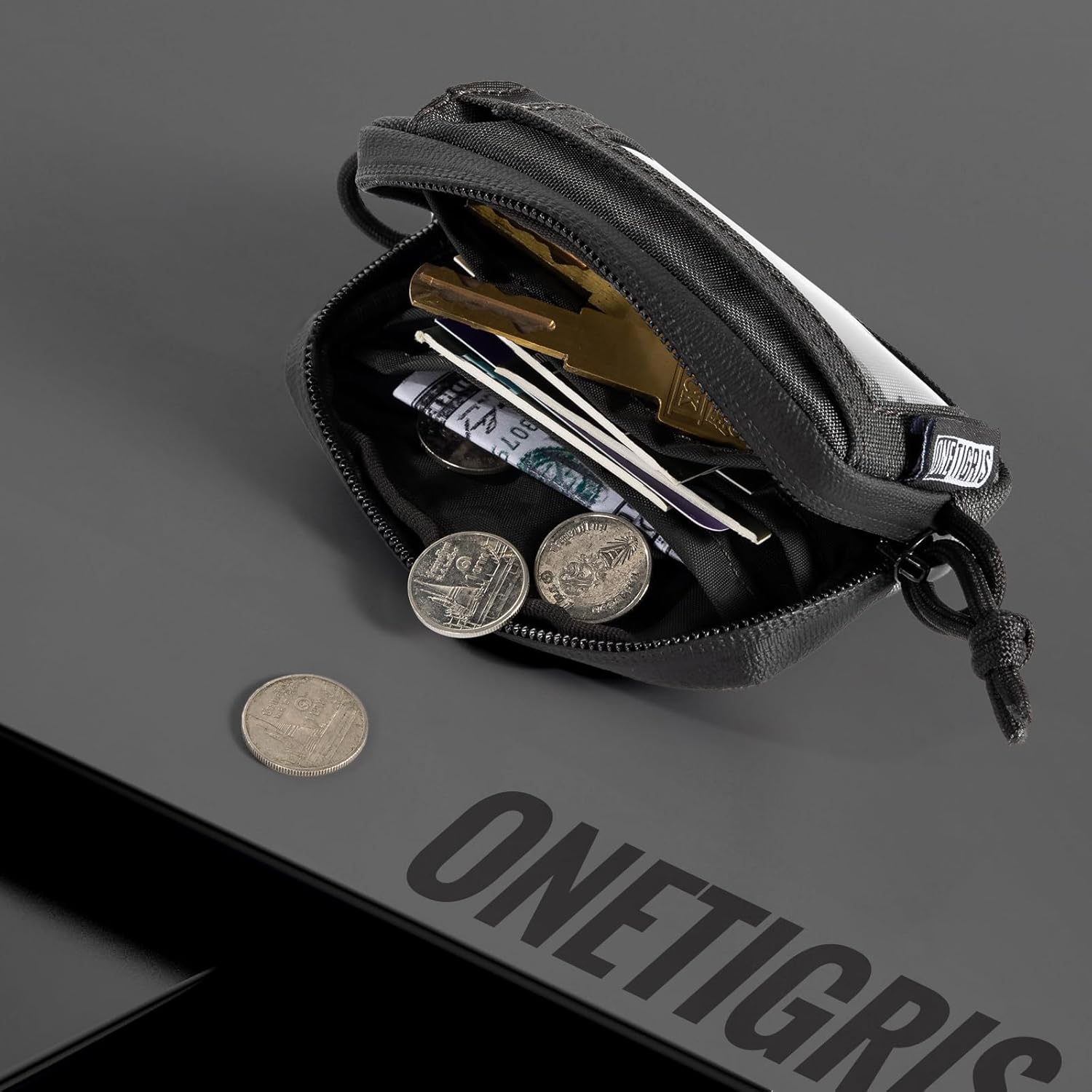 OneTigris Wallet Card Holder Coin Compartment Tactical Wallet 500D Nylon Slim Wallet with Card Slots Zip Transparent Window for Men Women Black – Bild 7