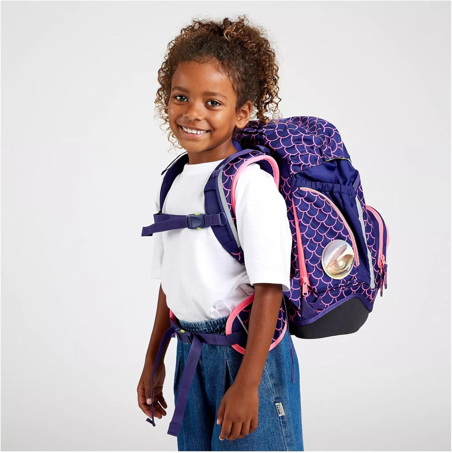ergobag Ergonomic School Backpack, Flexible 6-Piece Set, 1st Grade Primary School, Pearl Diving Bear - Purple – Bild 6