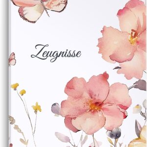 SKYDUE Certificate Folder A4, High-Quality Plastic Folder with 30 Pockets, Certificate Folder for Archiving Certificates and Organising Important Documents (Butterfly Motif)