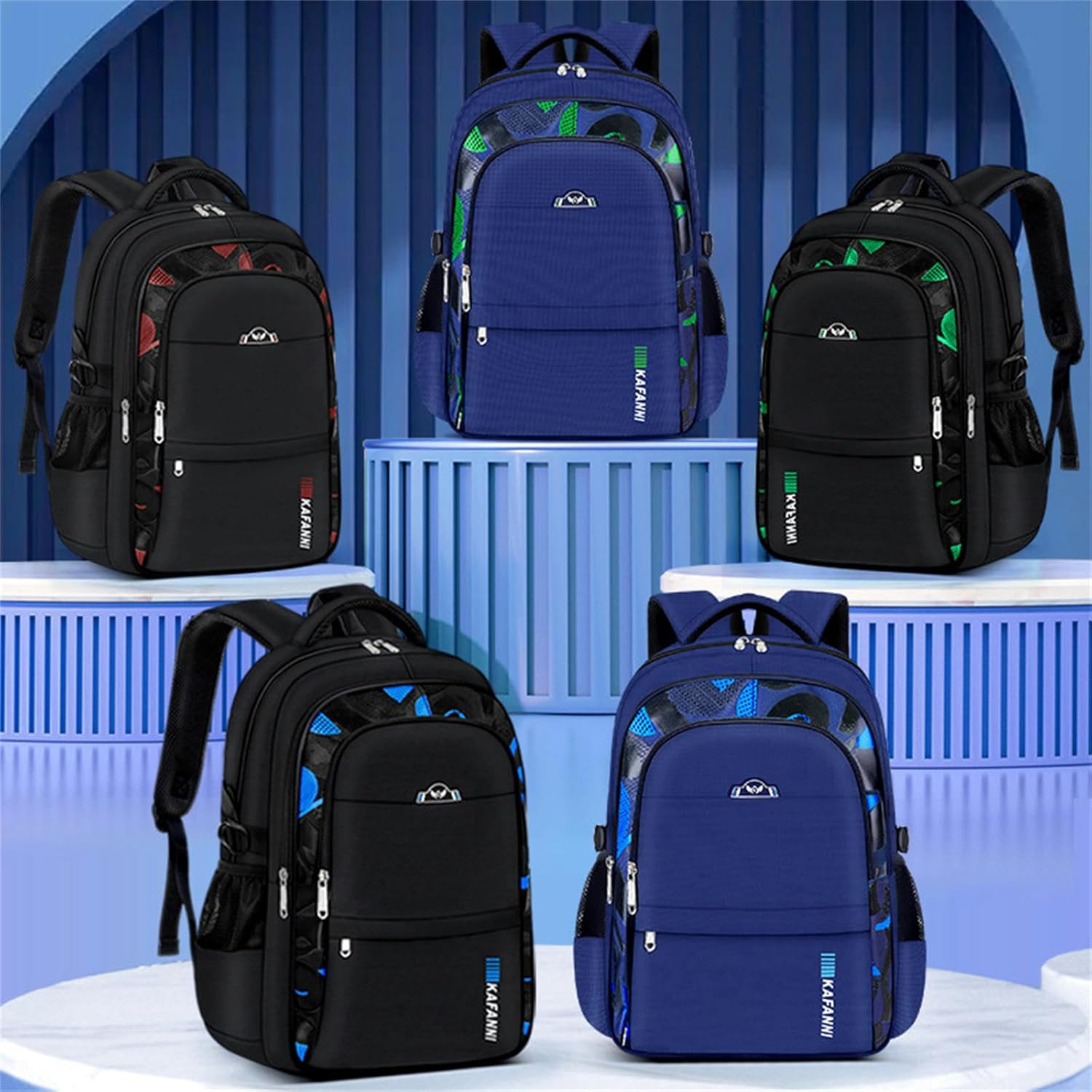 School Backpack, Primary School Backpack, Weast Resistant, Waterproof, Large Capacity, Spine Protection Backpack, 1-6 Class Blue, 45 x 31 x 22 cm – Bild 2