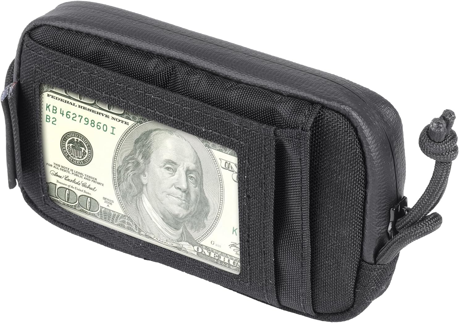 OneTigris Wallet Card Holder Coin Compartment Tactical Wallet 500D Nylon Slim Wallet with Card Slots Zip Transparent Window for Men Women Black – Bild 9