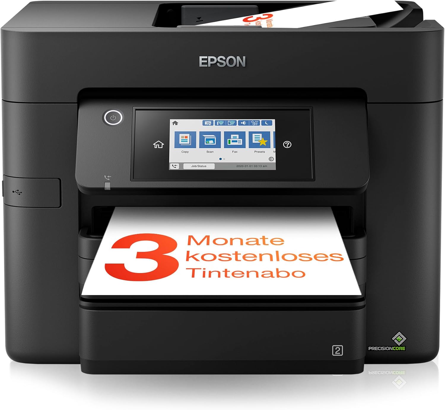 Epson Workforce Pro WF-4830DTWF 4-in-1 Business Ink Multifunction Device (Print, Scan, Copy, Fax, ADF, WiFi, Ethernet, Full Duplex, DIN A4), incl. 9 Months ReadyPrint Flex Ink Rate, Black