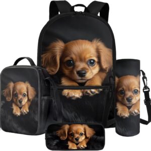 School Bag Set with Lunch Bag, Kids Backpack, School Backpack, School Backpack for Primary School Students, 4 Pieces