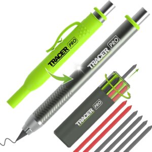 Tracer Pro Series Tough Metal Construction Pencil with 6 x Replacement Lead Pack and Site Holsters All-in-One Aluminium Construction Marking Kit