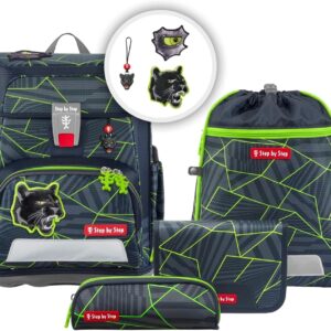Step By Step School Bag Set Cloud, 5 Pieces, Ergonomic Bag with Reflectors, Height Adjustable with Waist Belt, From Year 1 19 L