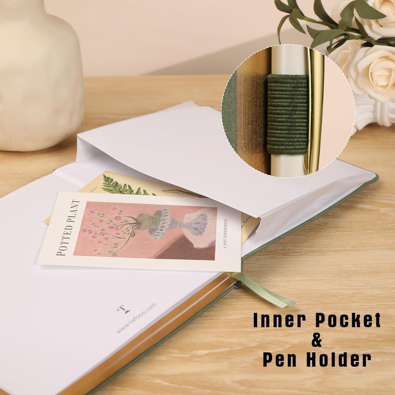 TIEFOSSI Bullet Dotted Journal Notebook, Dot Grid Notebook for Women Men, Hardcover PU Leather Journal, 160 GSM Thick Paper, 160 Numbered Pages with Gold Edge, 8 x 8 Inch – Bild 5