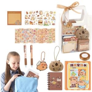 Capybara School Supplies, Nettes Briefpapier Set, Capybara Plush Schreibwaren Set, Schulblöcke, Kinderschuleinrichtungen, Lernprogramme für Studenten, Notebook für Schule