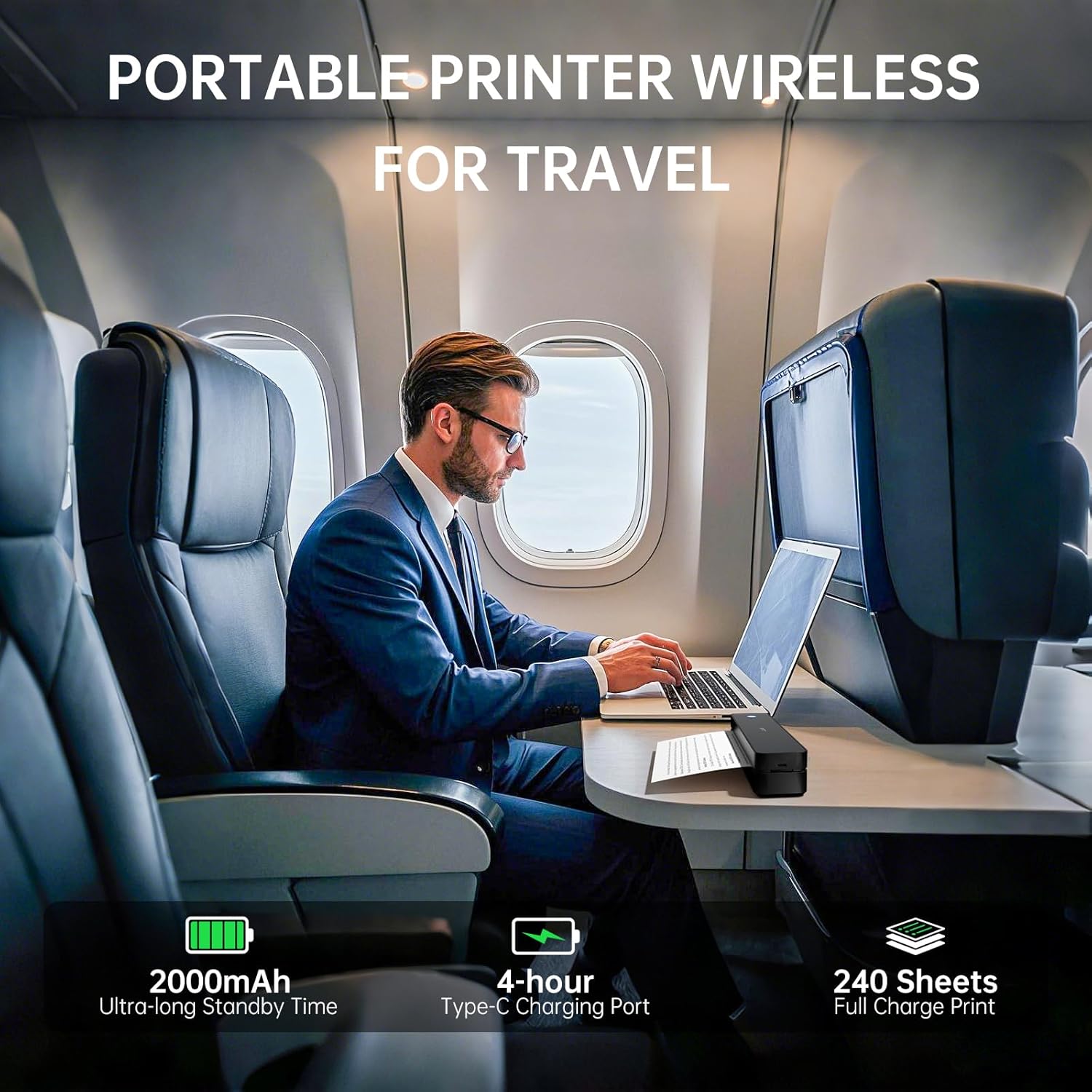 iDPRT Portable Wireless Printer for Travel, MT610 Mini Thermal Printer A4, Bluetooth Printer for Travel, Home, Study, Wireless Printer for Home Use Compatible with iOS, Android and PC, Black – Bild 2