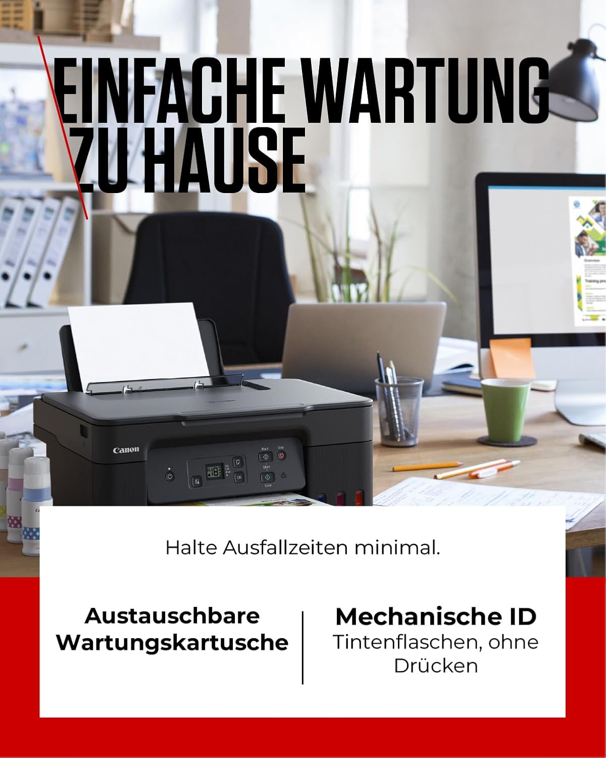 Canon PIXMA G2570 MegaTank 3in1 Multifunktionsgerät Große nachfüllbare Tintenbehälter DIN A4 (Scanner, Kopierer, Drucker, Farbtintenstrahldrucker, USB, LC Display), schwarz/grau – Bild 4