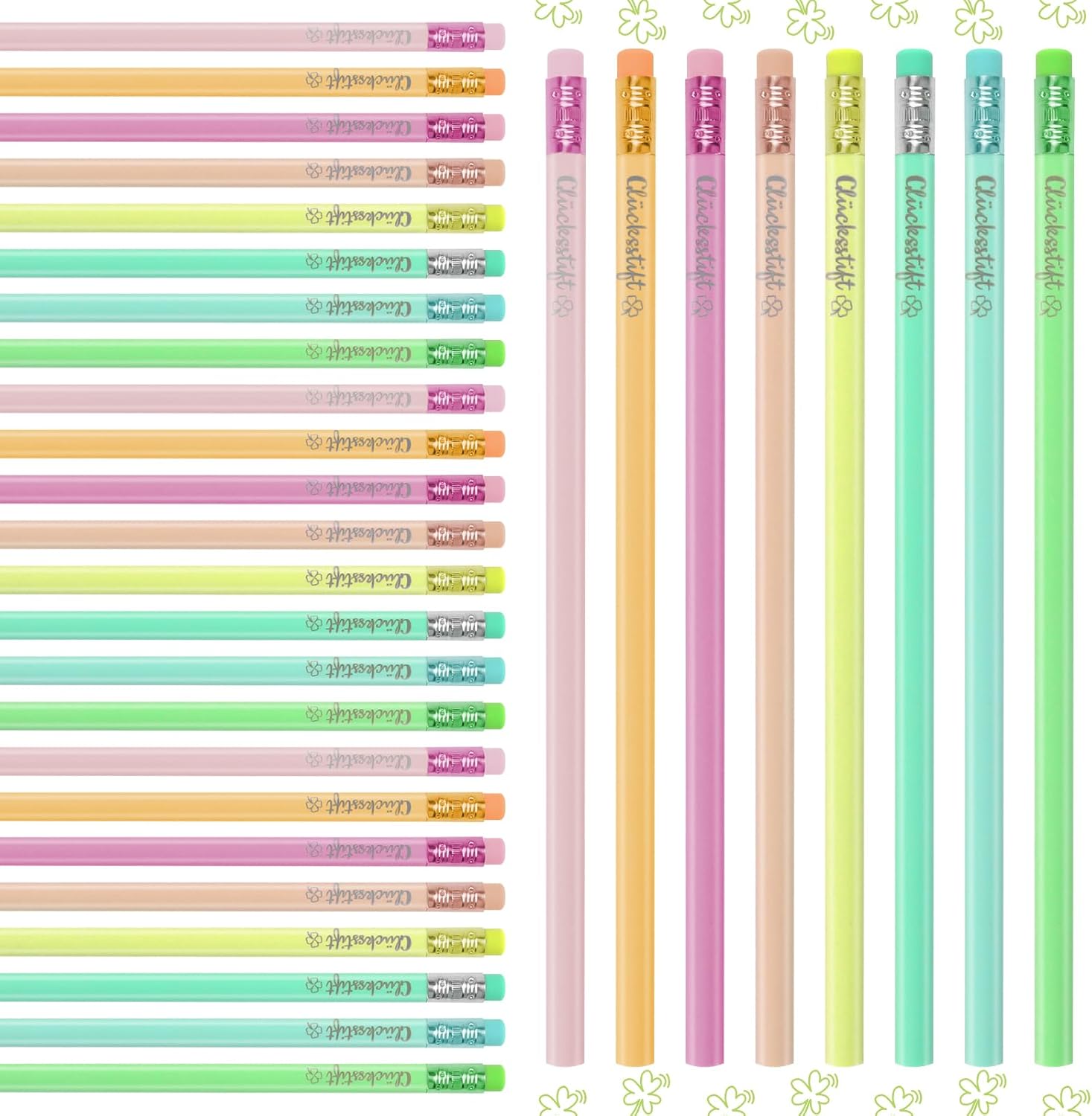 Pack of 32 Lucky Pencils with Eraser, Used for Writing and Painting, Farewell Gift, Student Pencil, Personalised Gifts for Teachers and Students