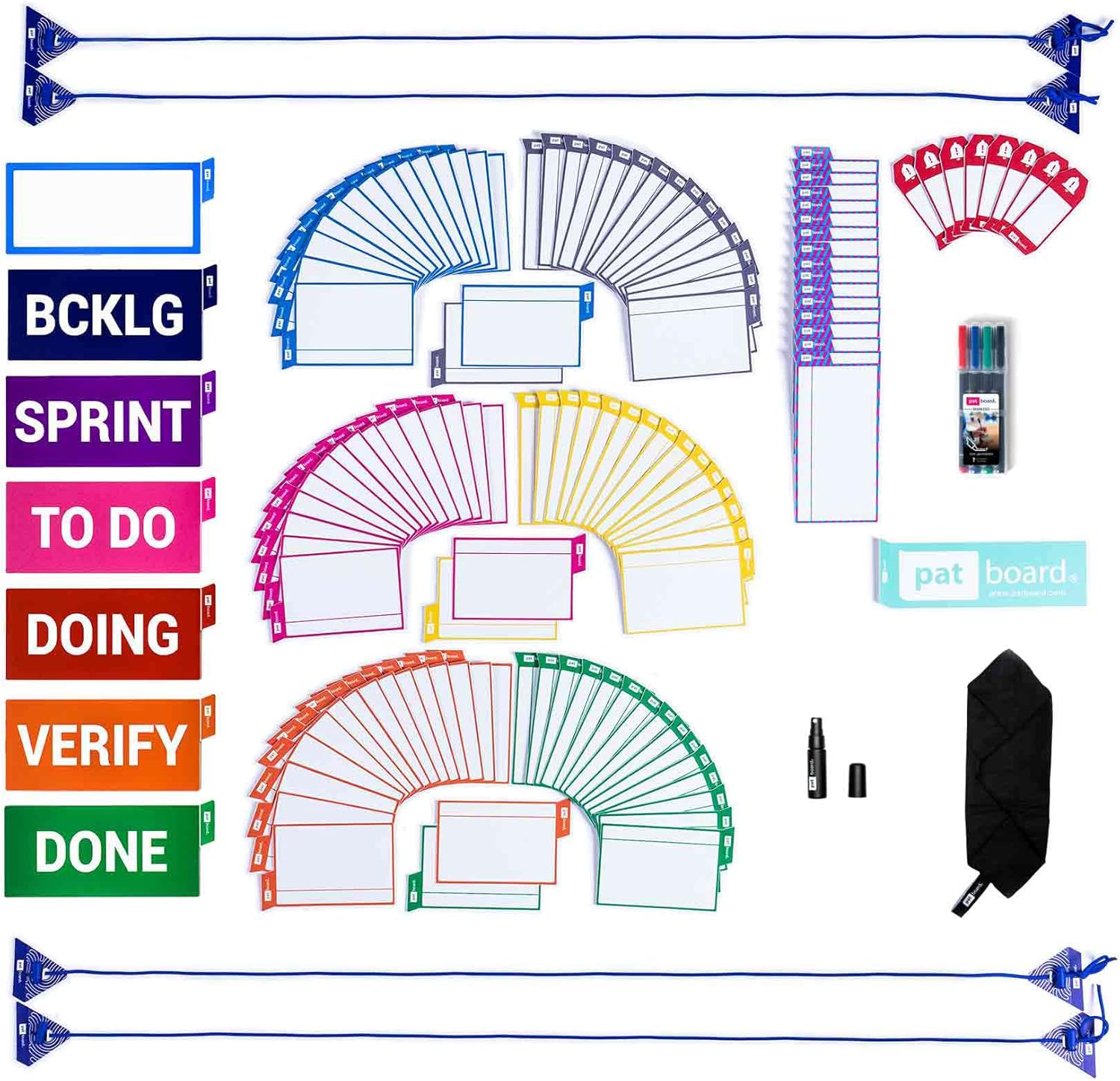 PATboard Kanban and Scrum Board - Full Tool Set for Glass Walls, Magnetic Board, Whiteboard - Nanocups Technology - Scrum & Kanban Cards – Bild 3